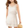 Haloumoning Girls Sleeveless Crochet Swimsuit Cover Up Kids Summer Hollow Out Knitted Beach Dress 7-14 Years(White)