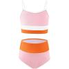 Haloumoning Girls Swimsuits Bikini Set Adjustable Straps Two Piece Color Block Girls’ Swimwear with Chest Pad 5-14 Years(Nude Pink)