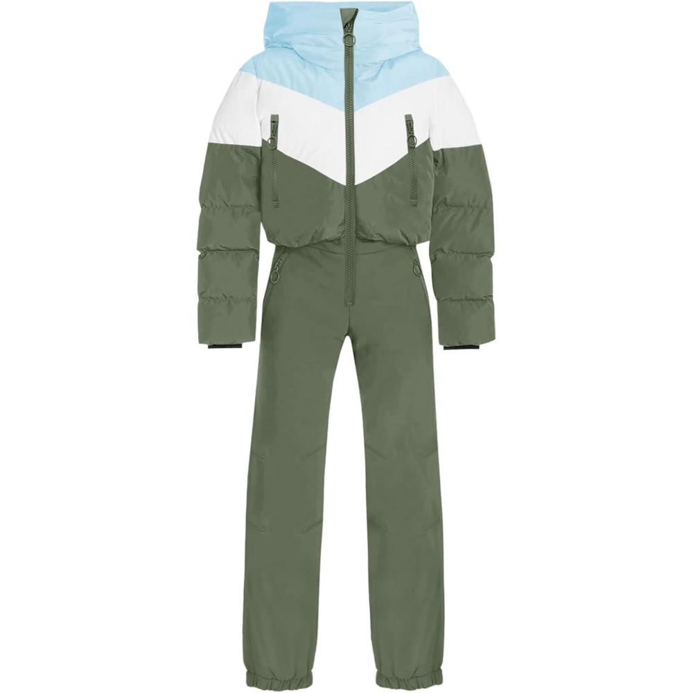 imageHaloumoning Girls One Piece Snowsuits Kids Puffer Waterproof Hooded Ski Suits Coveralls Winter Jumpsuits 514 YearsGreen