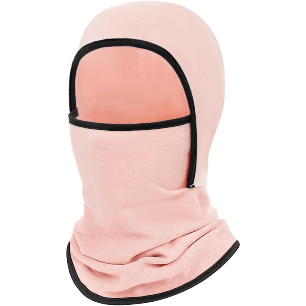 imageHaloumoning Kids Girls Winter Ski Face Mask Balaclava Youth Fleece Warmer Hooded Windproof Neck Gaiter 812 YearsPink