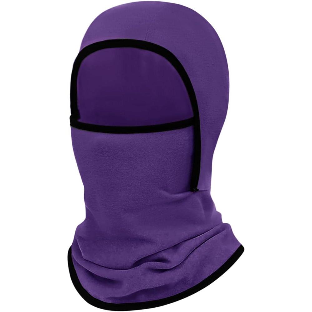 imageHaloumoning Kids Girls Winter Ski Face Mask Balaclava Youth Fleece Warmer Hooded Windproof Neck Gaiter 812 YearsPurple