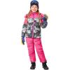 Haloumoning Girls 2 Piece Snowsuit Kids Waterproof Fleece Lined Ski Jacket and Snow Bibs Overalls Set 5-14 Years(Hot Pink)
