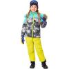 Haloumoning Girls 2 Piece Snowsuit Kids Waterproof Fleece Lined Ski Jacket and Snow Bibs Overalls Set 5-14 Years(Neon Green)