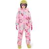 Haloumoning Girls Colorful One Piece Snowsuits Kids Hooded Fleece-Lined Waterproof Ski Suits Coveralls Winter Jumpsuits(Light Pink)