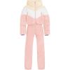 Haloumoning Girls One Piece Snowsuits Kids Puffer Waterproof Hooded Ski Suits Coveralls Winter Jumpsuits 5-14 Years(Light Pink)