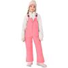 Haloumoning Girls Snow Bib Overalls Kids Adjustable Flared Waterproof Bib Ski Snowsuits Quilted Winter Jumpsuits 5-14 Years(Pink)