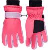 Haloumoning Kids Ski Gloves Waterproof Thermal Winter Warm Snow Snowboard Cycling Gloves for Boys Girls 3-15Y(Red)