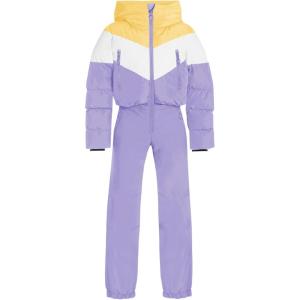Haloumoning Girls One Piece Snowsuits Kids Puffer Waterproof Hooded Ski Suits Coveralls Winter Jumpsuits 5-14 Years(Purple)