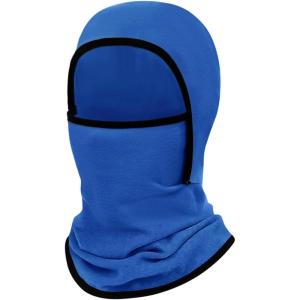 Haloumoning Kids Girls Winter Ski Face Mask Balaclava Youth Fleece Warmer Hooded Windproof Neck Gaiter 8-12 Years(Royal Blue)