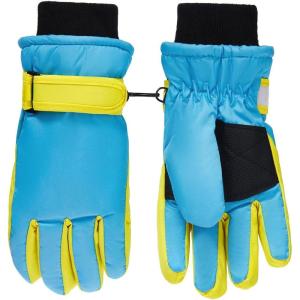 Haloumoning Kids Ski Gloves Waterproof Thermal Winter Warm Snow Snowboard Cycling Gloves for Boys Girls 3-15Y(Lake Blue)