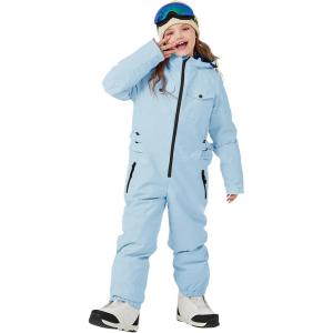 Haloumoning Kids Snow Suit Girls Waterproof Insulated Winter Outdoor Overalls Snowboarding One Piece Ski Suit 5-14Years(Blue)