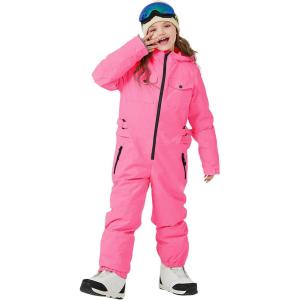 Haloumoning Kids Snow Suit Girls Waterproof Insulated Winter Outdoor Overalls Snowboarding One Piece Ski Suit 5-14Years(Rose Red)