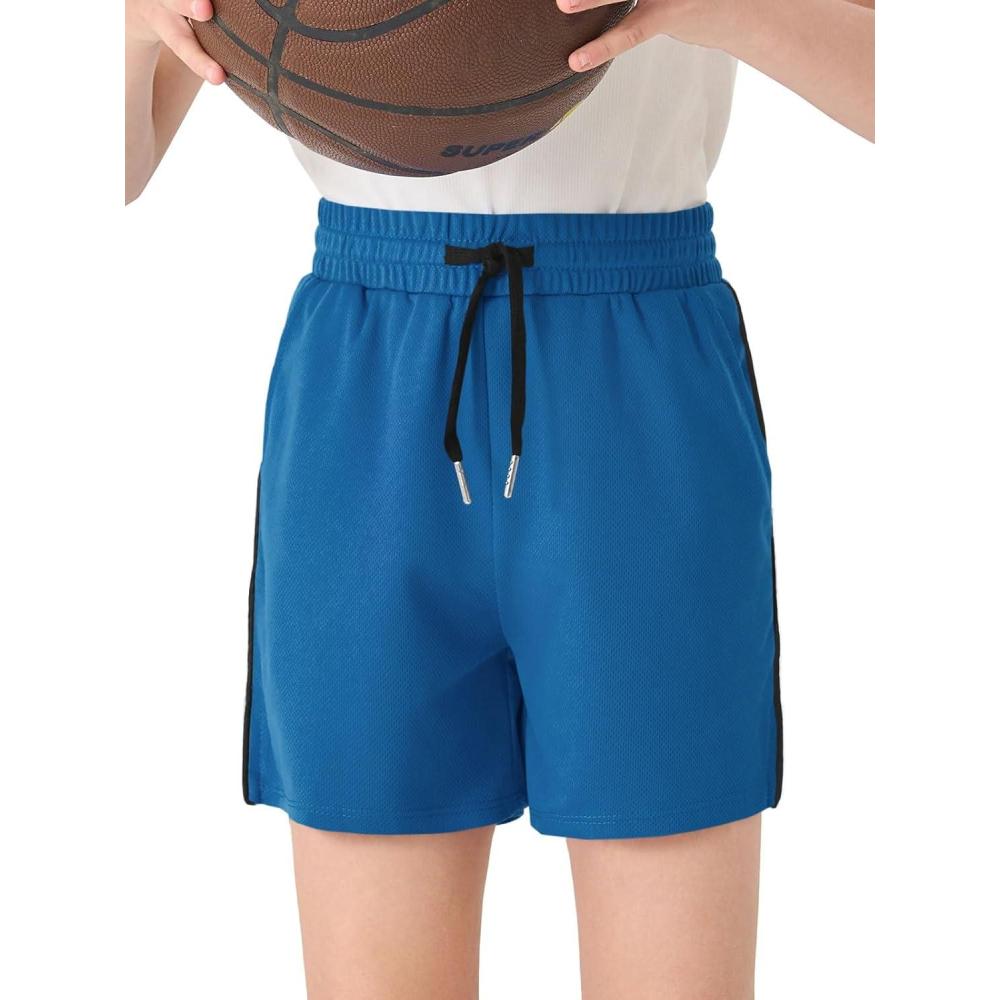 imageHaloumoning Boys Mesh Athletic Shorts Kids Quick Dry Side Slit Basketball Gym Shorts with Pockets 514 YearsRoyal Blue