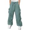 Haloumoning Boys Baggy Cargo Pants Casual Loose Fit Parachute Pant Fashion Harem Joggers with Pockets(Blue Gray)