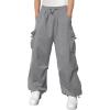Haloumoning Boys Baggy Cargo Pants Casual Loose Fit Parachute Pant Fashion Harem Joggers with Pockets(Grey)