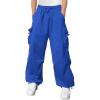 Haloumoning Boys Baggy Cargo Pants Casual Loose Fit Parachute Pant Fashion Harem Joggers with Pockets(Royal Blue)