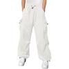 Haloumoning Boys Baggy Cargo Pants Casual Loose Fit Parachute Pant Fashion Harem Joggers with Pockets(White)
