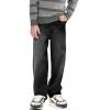 Haloumoning Boys Casual Baggy Denim Pants Kids Elastic Waist Wide Leg Jeans with Pockets 5-14 Years(Black)