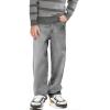 Haloumoning Boys Casual Baggy Denim Pants Kids Elastic Waist Wide Leg Jeans with Pockets 5-14 Years(Gray)