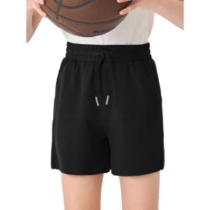 Haloumoning Boys Mesh Athletic Shorts Kids Quick Dry Side Slit Basketball Gym Shorts with Pockets 5-14 Years(Black)
