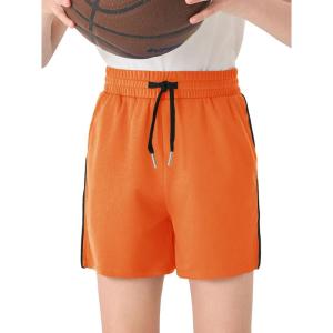 Haloumoning Boys Mesh Athletic Shorts Kids Quick Dry Side Slit Basketball Gym Shorts with Pockets 5-14 Years(Orange)