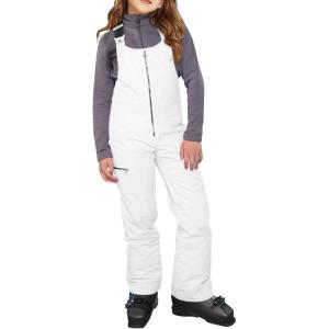 Haloumoning Kids Snow Bibs Girls Ski Pants Waterproof Insulated Snowboard Overalls Snowsuit 5-14 Years(White)