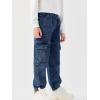 Haloumoning Boys Cargo Jeans Kids Elastic Waist Jogger Denim Pants Casual Trousers with Pockets 4-14 Years