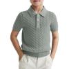 Haloumoning Boys Cable Knit Polo Shirt Kids Short Sleeve Sweater Fashion Pullover Tops Clothes 5-14 Years(Grey)