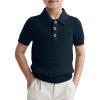 Haloumoning Boys Cable Knit Polo Shirt Kids Short Sleeve Sweater Fashion Pullover Tops Clothes 5-14 Years(Navy Blue)