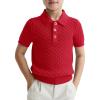 Haloumoning Boys Cable Knit Polo Shirt Kids Short Sleeve Sweater Fashion Pullover Tops Clothes 5-14 Years(Red)