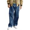 Haloumoning Boys Cargo Baggy Pants Elastic Waist Wide Leg Jeans Casual Demin Pants with Pockets 5-14 Years(Blue)