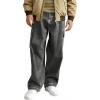 Haloumoning Boys Cargo Baggy Pants Elastic Waist Wide Leg Jeans Casual Demin Pants with Pockets 5-14 Years(Grey)