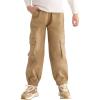 Haloumoning Boys Cargo Pants Kids Casual Elastic Waist Joggers Cotton Sweatpants 5-14 Years
