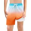 Haloumoning Boys Swim Trunks with Boxer Brief Liner Kids Gradient Quick Dry Swimming Shorts 5-14 Years(Blue and Orange)