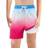 Haloumoning Boys Swim Trunks with Boxer Brief Liner Kids Gradient Quick Dry Swimming Shorts 5-14 Years(Blue and Rose Red)
