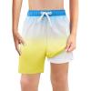 Haloumoning Boys Swim Trunks with Boxer Brief Liner Kids Gradient Quick Dry Swimming Shorts 5-14 Years(Blue and Yellow)