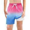 Haloumoning Boys Swim Trunks with Boxer Brief Liner Kids Gradient Quick Dry Swimming Shorts 5-14 Years(Pink and Blue)