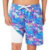 Haloumoning Boys Swim Trunks with Compression Liner Kids Drawstring Bathing Suit Quick Dry Swim Shorts 5-14 Years(Pink)