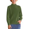 Haloumoning Boys Turtleneck Sweater Kids Fashion Long Sleeve Knit Pullover Sweaters 5-14 Years(Army Green)