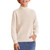 Haloumoning Boys Turtleneck Sweater Kids Fashion Long Sleeve Knit Pullover Sweaters 5-14 Years(Cream)