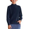 Haloumoning Boys Turtleneck Sweater Kids Fashion Long Sleeve Knit Pullover Sweaters 5-14 Years(Navy Blue)