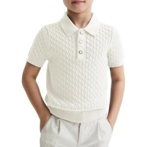 Haloumoning Boys Cable Knit Polo Shirt Kids Short Sleeve Sweater Fashion Pullover Tops Clothes 5-14 Years(White)