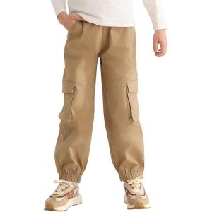 Haloumoning Boys Cargo Pants Kids Casual Elastic Waist Joggers Cotton Sweatpants 5-14 Years