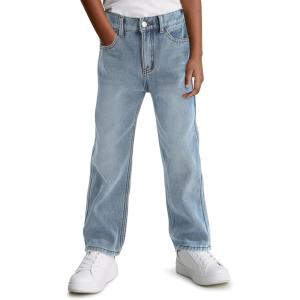 Haloumoning Boys Jeans Kids Fashion Fleece Lined Elastic Waist Denim Pants with Pockets 5-14 Years(Wathet)