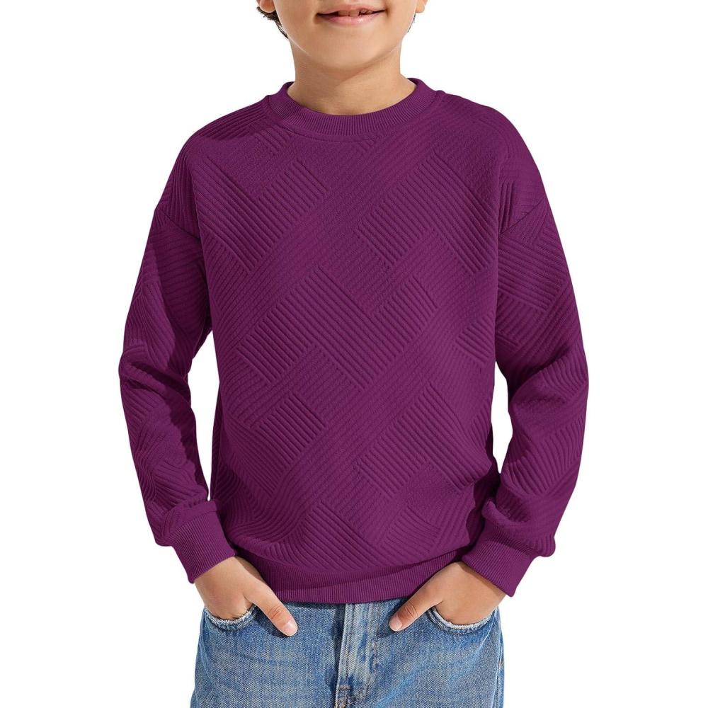imageHaloumoning Boys Geometric Texture Sweatshirts Fashion Crewneck Long Sleeve Pullover Shirts 514 YearsPurple