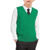 Boys Sweater Vest Kids Solid School Uniform Sleeveless Knit Sweaters Tops 5-14 Years(Green)