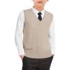 Boys Sweater Vest Kids Solid School Uniform Sleeveless Knit Sweaters Tops 5-14 Years(Khaki)