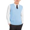 Boys Sweater Vest Kids Solid School Uniform Sleeveless Knit Sweaters Tops 5-14 Years(Sky Blue)