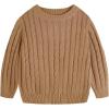 Haloumoning Boys Crewneck Cable Knit Sweaters Kids Long Sleeve Chunky Pullover Tops 4-14 Years(Brown)