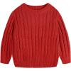 Haloumoning Boys Crewneck Cable Knit Sweaters Kids Long Sleeve Chunky Pullover Tops 4-14 Years(Red)